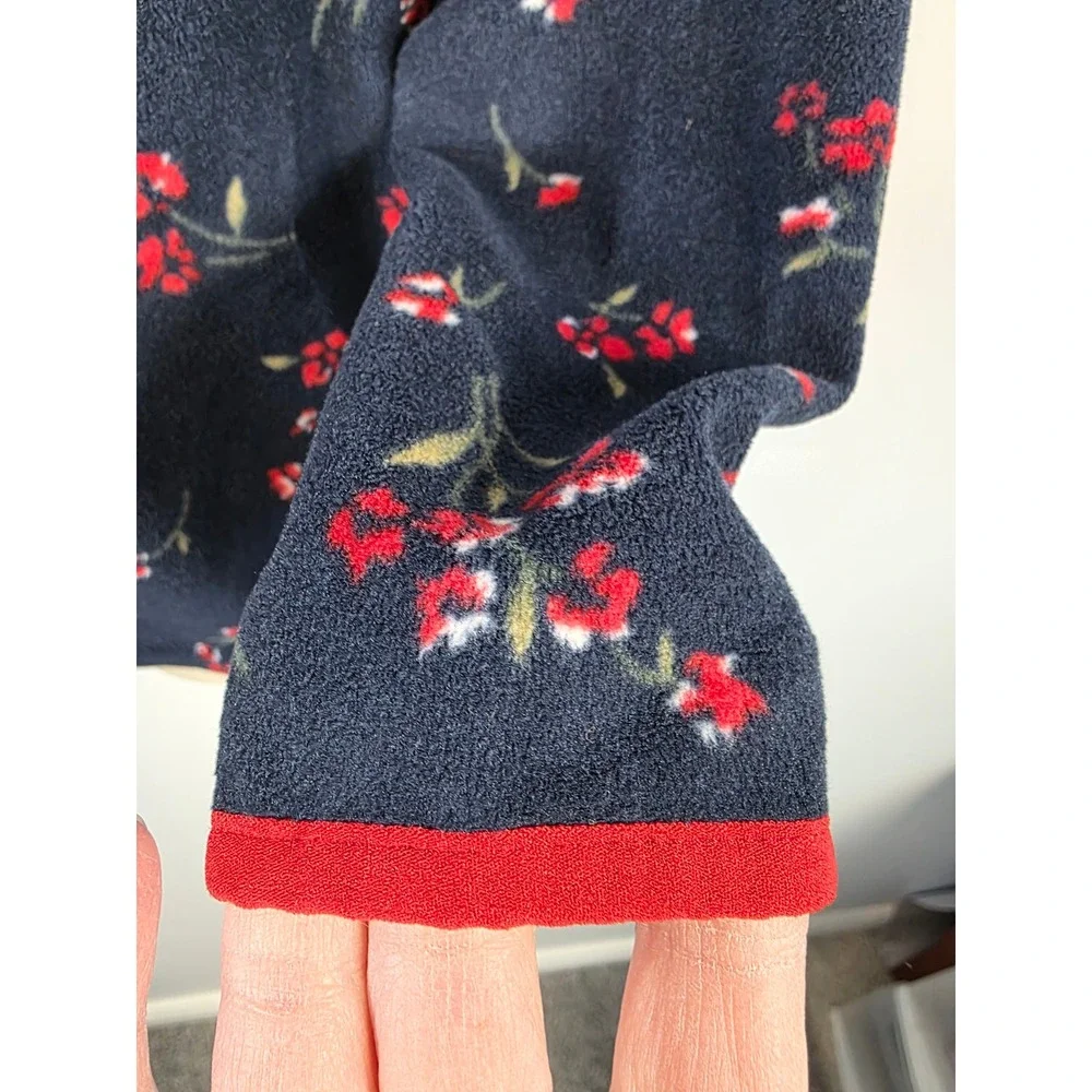 OshKosh B'gosh Toddler Girls 5t Fleece Pullover Navy Floral Print Red Trim /B29